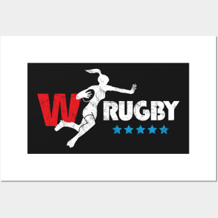 Womens Rugby - white text Posters and Art